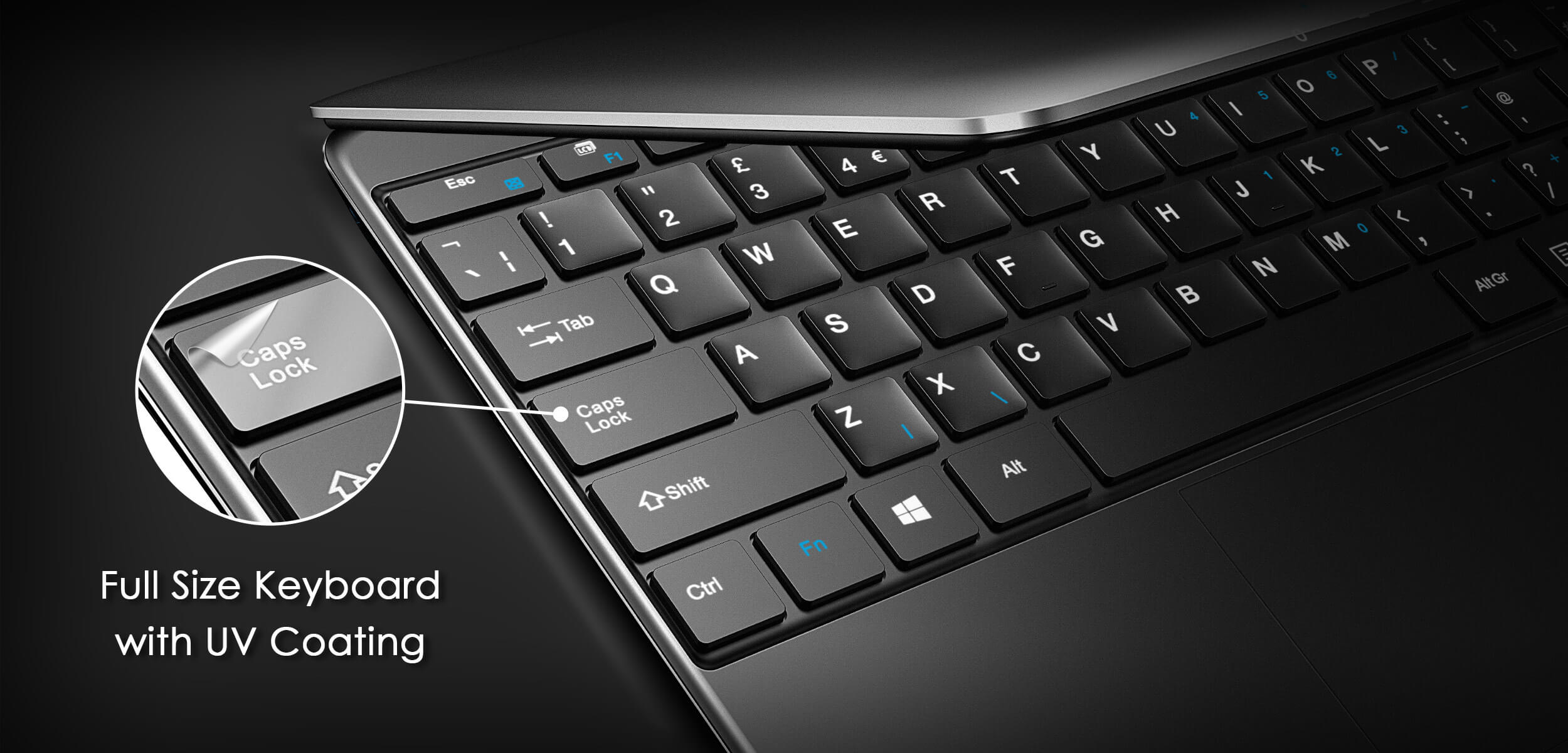 portable windows laptop with full size keyboard with UV coating
